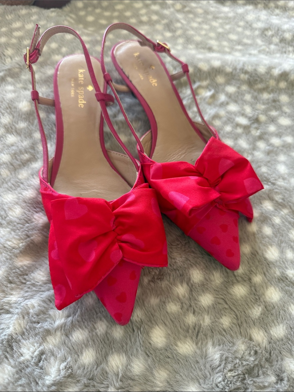 kate spade Hot Pink Bow Pointed-Toe Slingback Heels